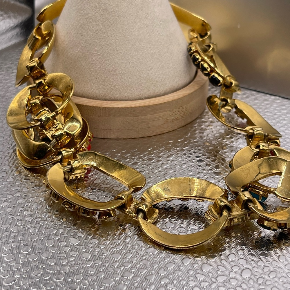 Kate Spade RARE stunning gold link necklace with colored stones - Picture 9 of 11
